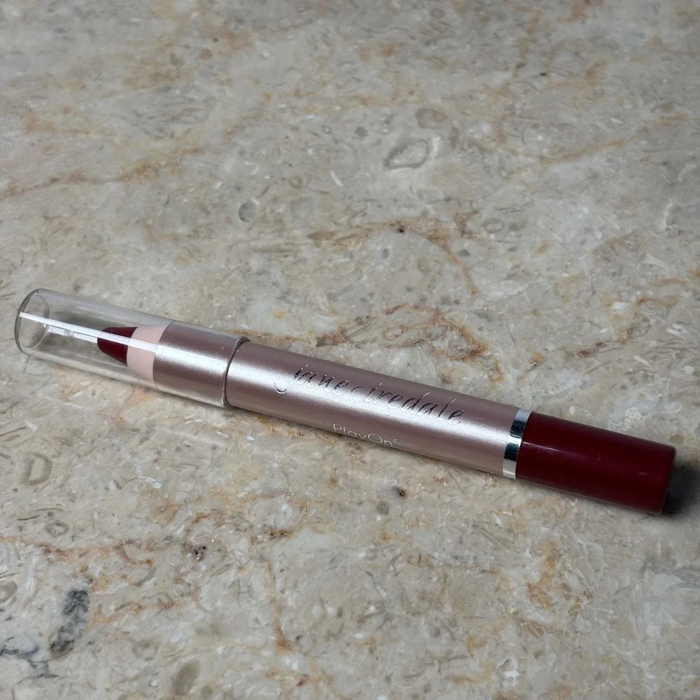 Jane Iredale PlayOn Lip Crayon 0.1oz Naughty Deep Brick Red Mineral Lipstick